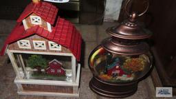 Two lighted barn scene...snow globes