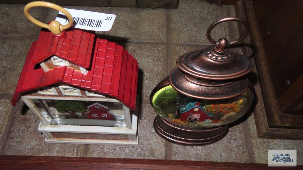 Two lighted barn scene...snow globes