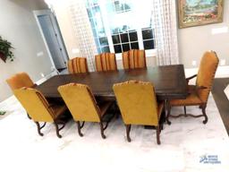 Ace Manufacturing large rectangular table with 8 chairs. The top is one piece. 10' long by 46" wide