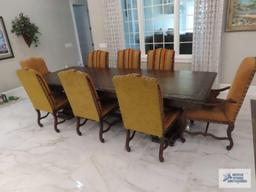 Ace Manufacturing large rectangular table with 8 chairs. The top is one piece. 10' long by 46" wide