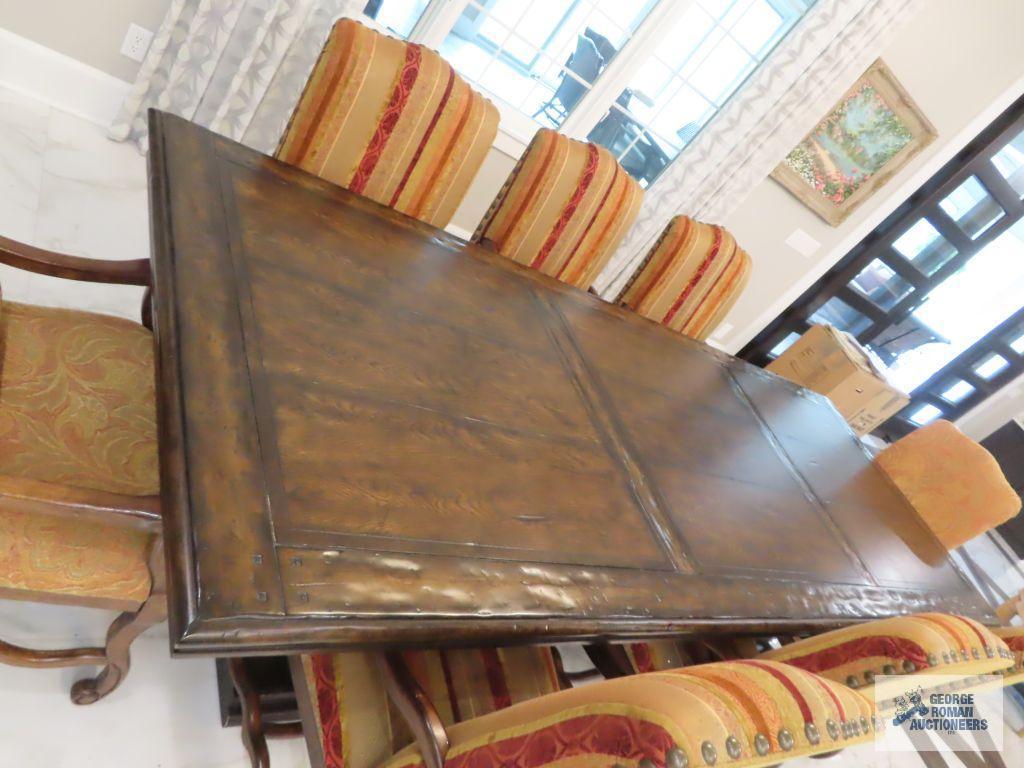 Ace Manufacturing large rectangular table with 8 chairs. The top is one piece. 10' long by 46" wide