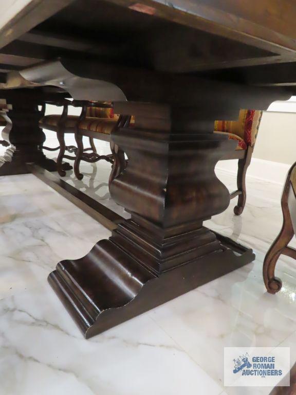 Ace Manufacturing large rectangular table with 8 chairs. The top is one piece. 10' long by 46" wide