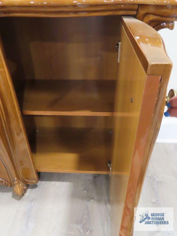 Carlotta mahogany marble top server with mirror. Made by Peccioli-pi imported from Italy. 107" long