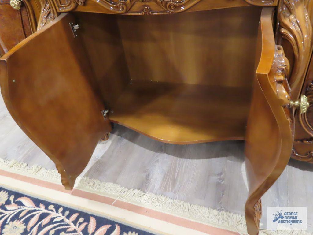 Carlotta mahogany marble top server with mirror. Made by Peccioli-pi imported from Italy. 107" long