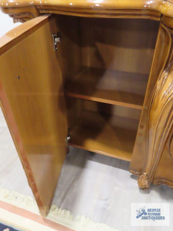 Carlotta mahogany marble top server with mirror. Made by Peccioli-pi imported from Italy. 107" long