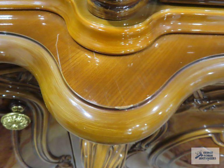 Carlotta mahogany marble top server with mirror. Made by Peccioli-pi imported from Italy. 107" long