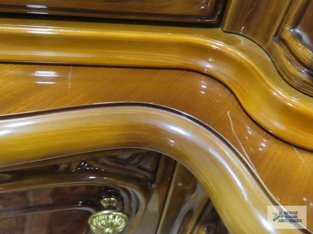 Carlotta mahogany marble top server with mirror. Made by Peccioli-pi imported from Italy. 107" long