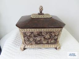 Decorative covered box, heavy. 13-1/2" wide by 11" deep by 13" tall