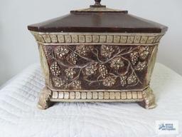 Decorative covered box, heavy. 13-1/2" wide by 11" deep by 13" tall