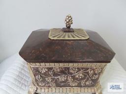 Decorative covered box, heavy. 13-1/2" wide by 11" deep by 13" tall