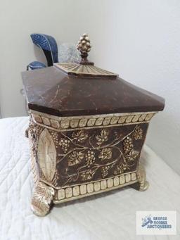 Decorative covered box, heavy. 13-1/2" wide by 11" deep by 13" tall