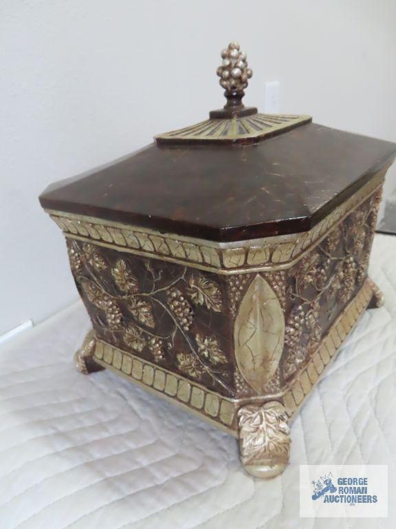 Decorative covered box, heavy. 13-1/2" wide by 11" deep by 13" tall