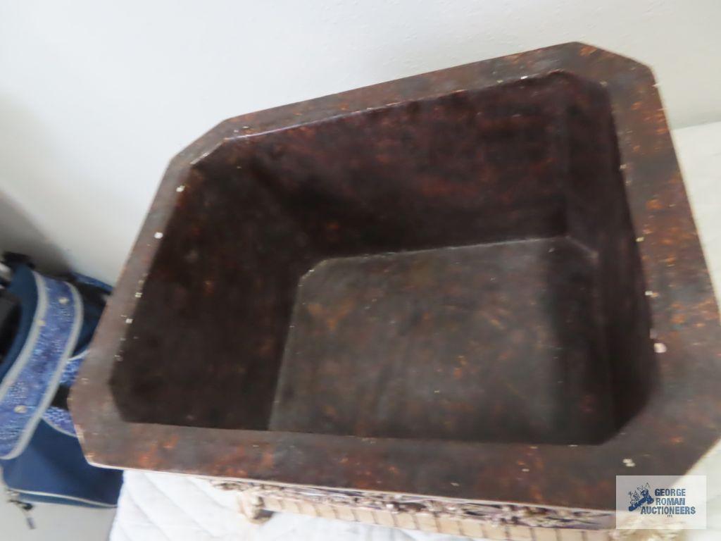 Decorative covered box, heavy. 13-1/2" wide by 11" deep by 13" tall