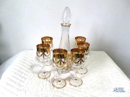 Decanter set with gold trim