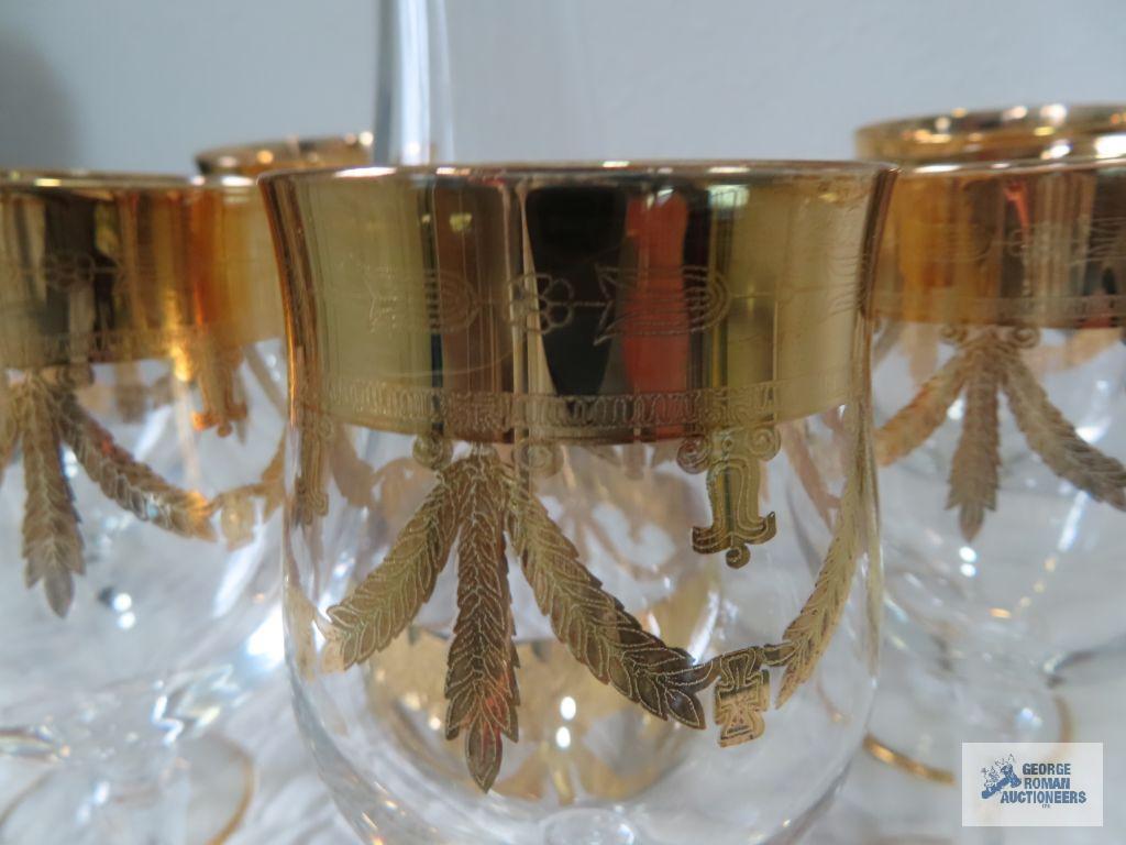 Decanter set with gold trim
