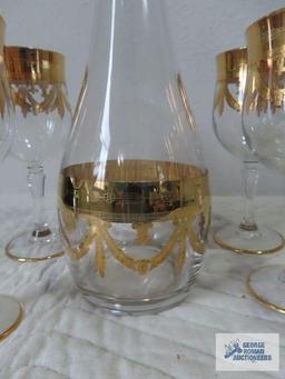 Decanter set with gold trim