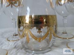 Decanter set with gold trim