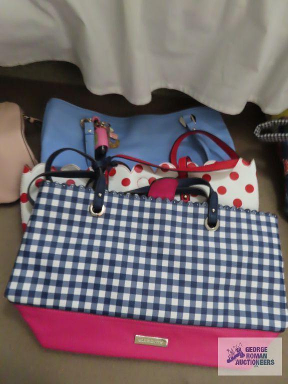 Various purses including Liz Claiborne, Max studio, and polka dot purse