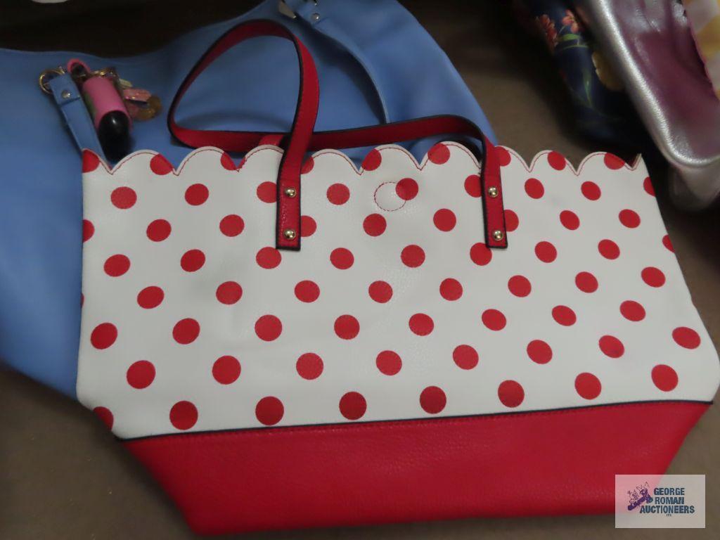 Various purses including Liz Claiborne, Max studio, and polka dot purse