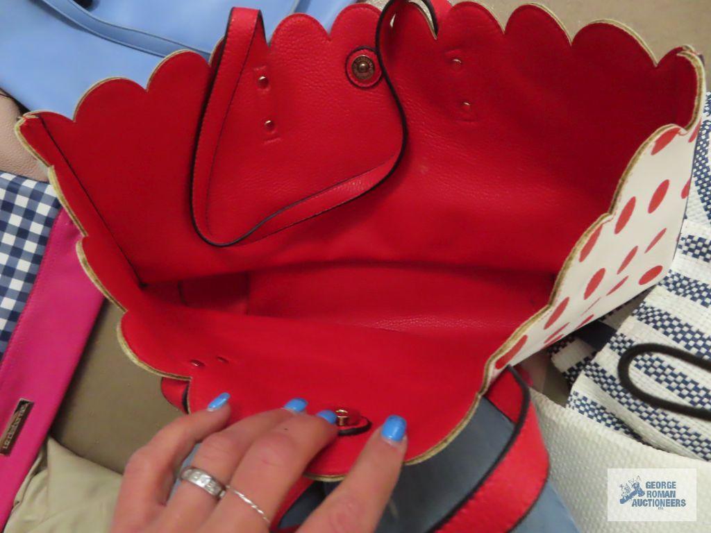 Various purses including Liz Claiborne, Max studio, and polka dot purse