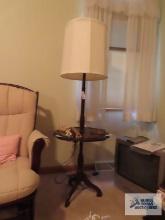 Fruitwood tray floor lamp