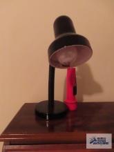 Adjustable arm desk lamp and flashlight