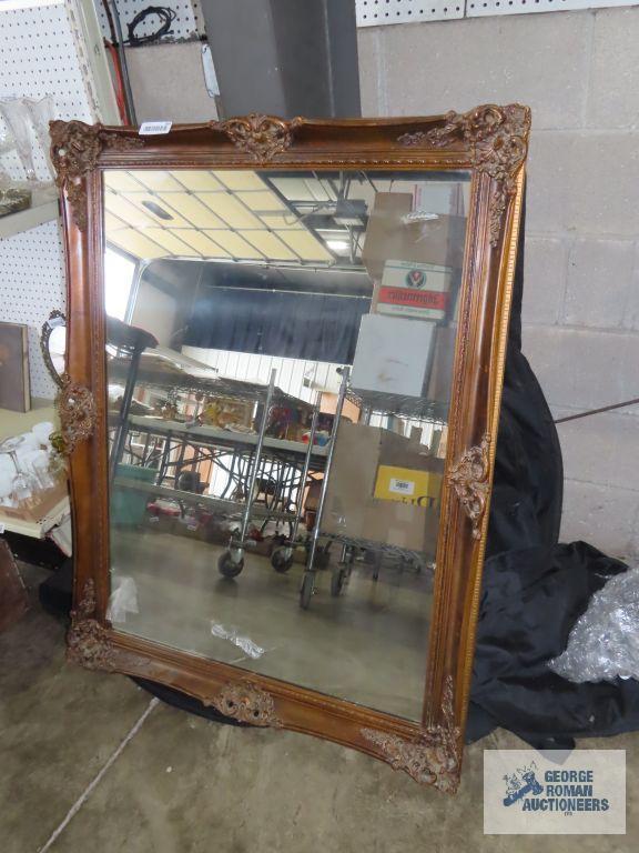 Large decorative wood framed mirror