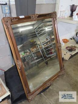 Large decorative wood framed mirror