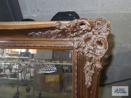 Large decorative wood framed mirror