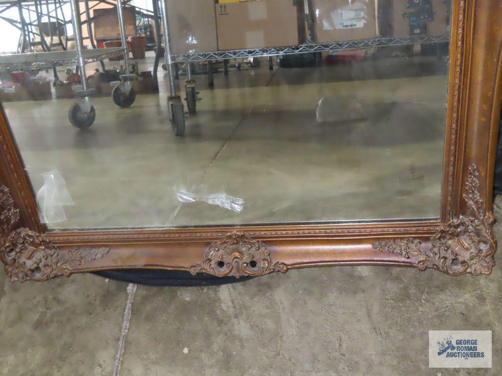 Large decorative wood framed mirror