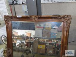 Large decorative wood framed mirror