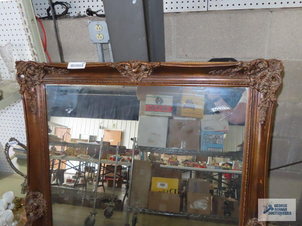 Large decorative wood framed mirror