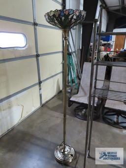 Brass floor lamp with plastic tiffany style shade