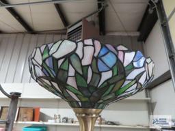 Brass floor lamp with plastic tiffany style shade