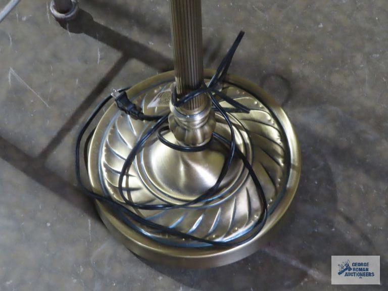 Brass floor lamp with plastic tiffany style shade