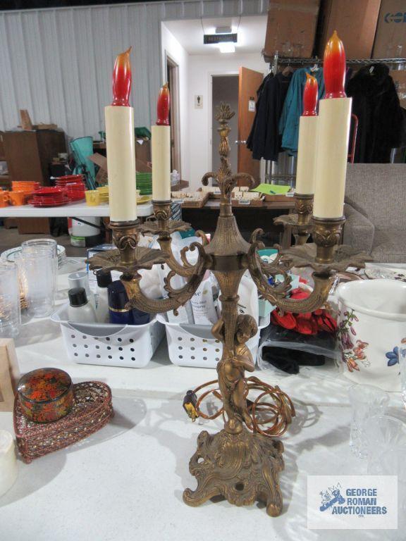 Metal electric candelabra style lamp