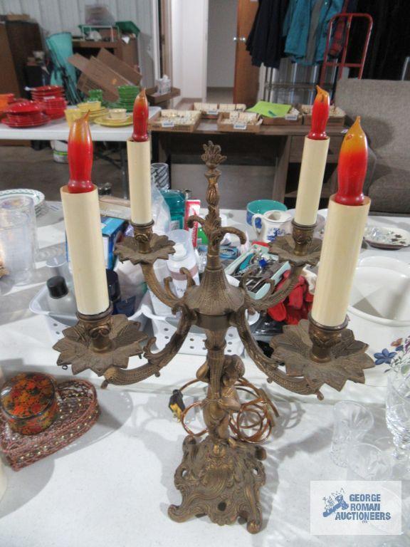 Metal electric candelabra style lamp