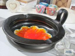 Clear glass ashtray and ashtray marked Italy