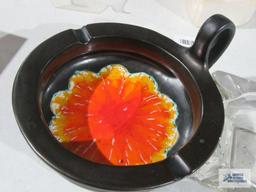 Clear glass ashtray and ashtray marked Italy