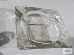 Clear glass ashtray and ashtray marked Italy