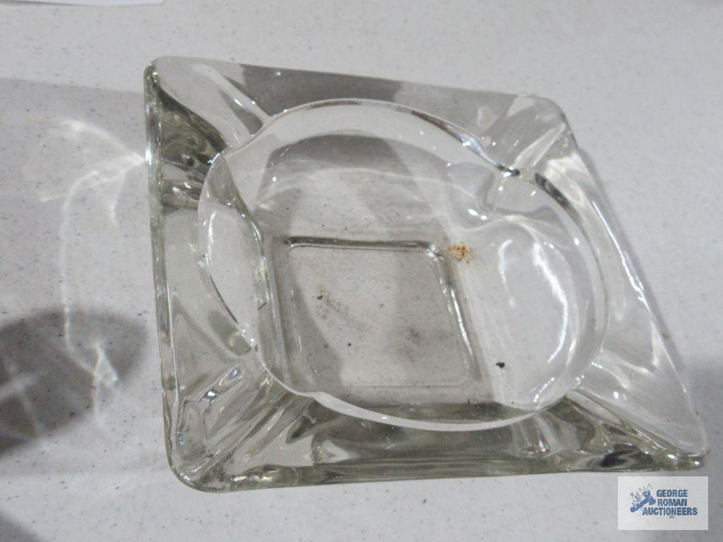 Clear glass ashtray and ashtray marked Italy