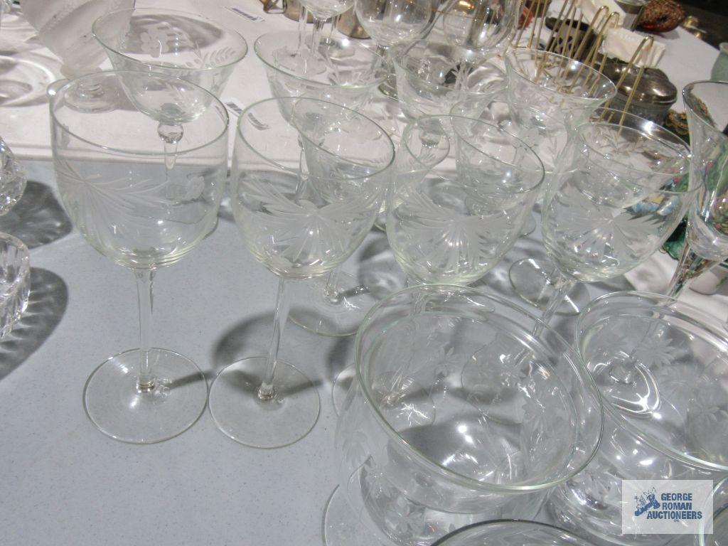 Assorted glass stemware