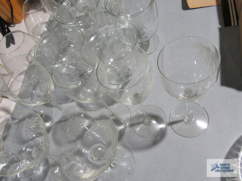 Assorted glass stemware