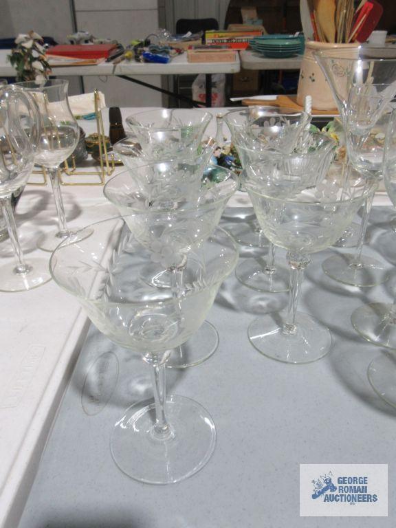 Assorted glass stemware
