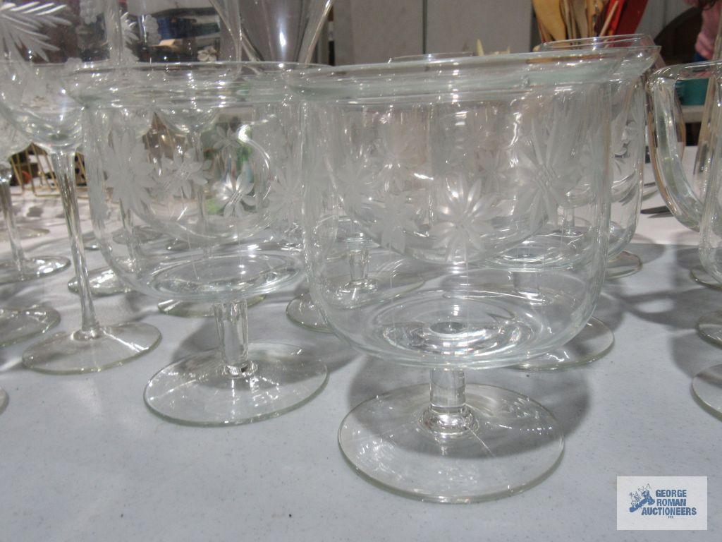 Assorted glass stemware