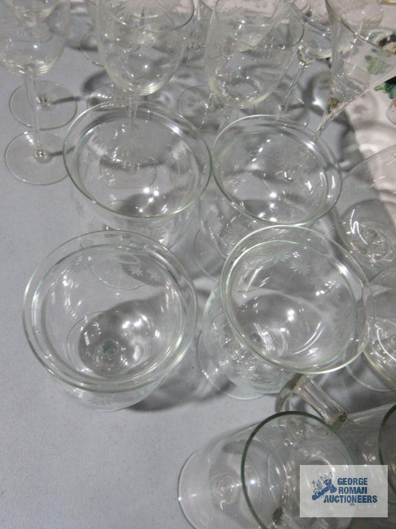 Assorted glass stemware