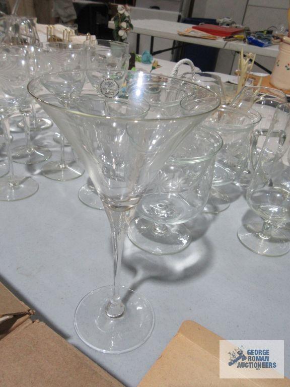 Assorted glass stemware