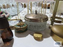 Variety of trinket boxes, plate holders, etc