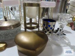 Variety of trinket boxes, plate holders, etc