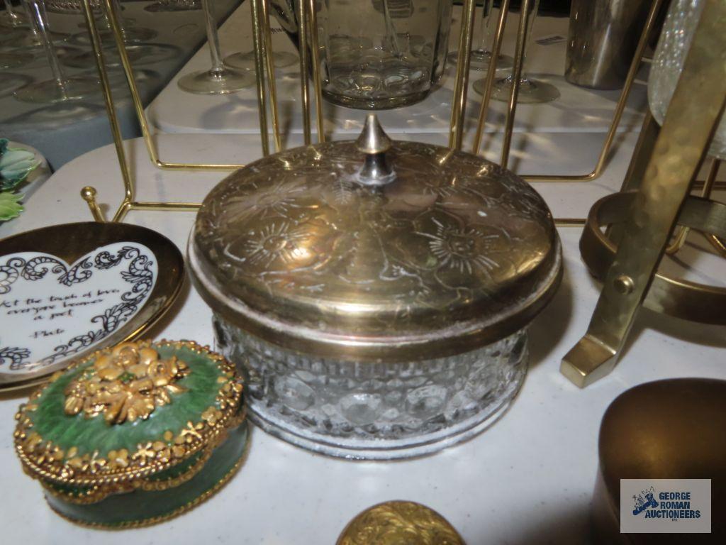Variety of trinket boxes, plate holders, etc